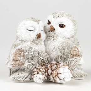 Сувенир Совы (полирезин), Н9х11,5х9,5см, серый в интернет-магазине флористических аксессуаров Азалия Декор