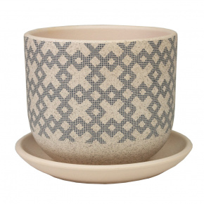 Цв. горшок с поддоном Кросс (керамика), D12xH10см, 0,8л, белый в интернет-магазине флористических аксессуаров Азалия Декор