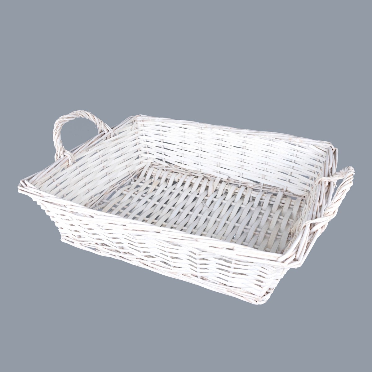 Поднос плетеный прямоугольный (ива), 43x34xH12см, отбеленный в интернет-магазине флористических аксессуаров Азалия Декор