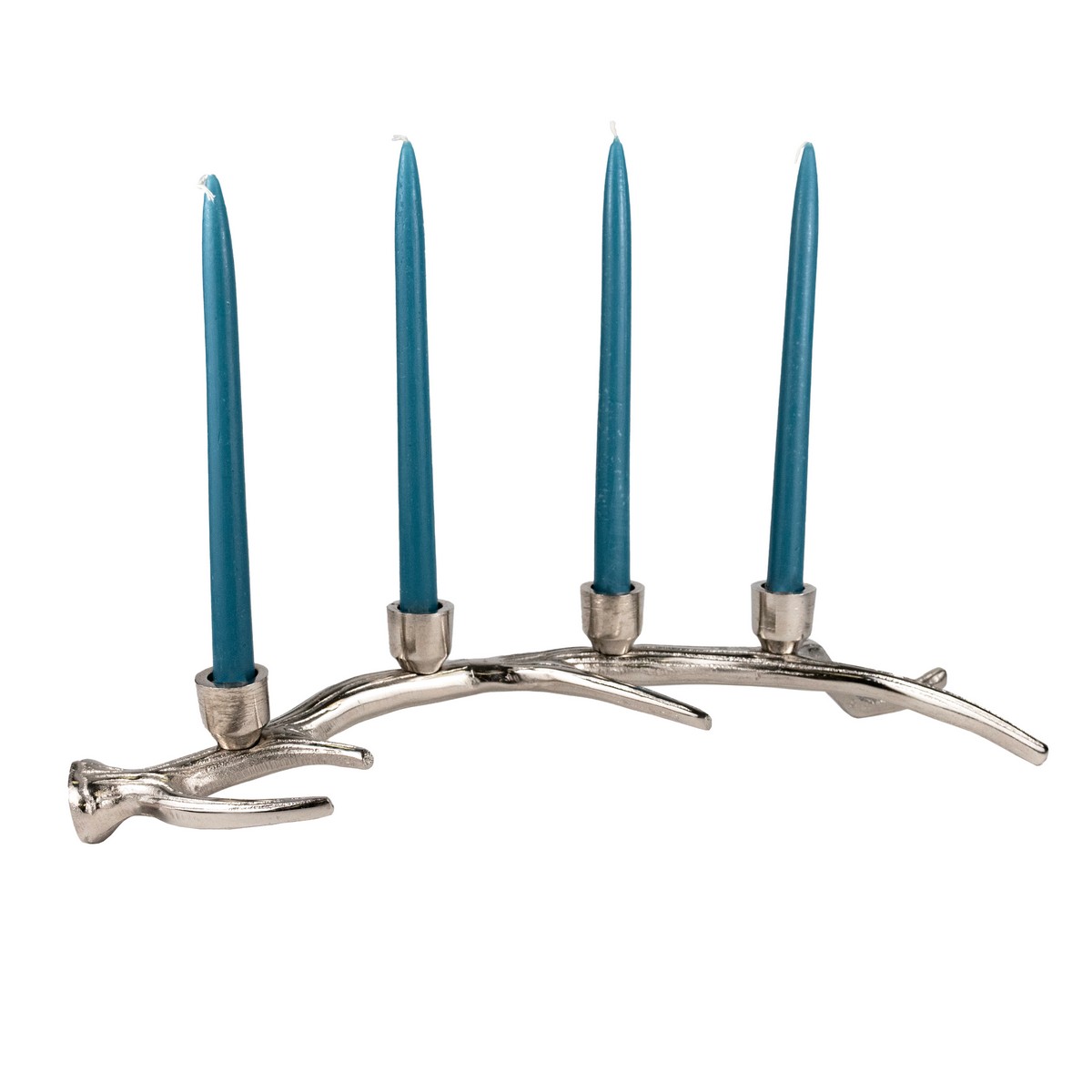 Подсвечник Рог (металл), H9x48x12см, серебряный в интернет-магазине флористических аксессуаров Азалия Декор