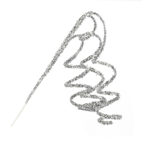 Ветка Спираль с глиттером, 52см, серебряный в интернет-магазине флористических аксессуаров Азалия Декор