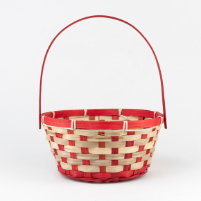 Корзина плетеная (бамбук), D21хH24 см, красный в интернет-магазине флористических аксессуаров Азалия Декор