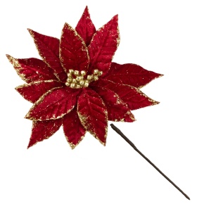 Пуансетия с глиттером на вставке, D25 см, красный в интернет-магазине флористических аксессуаров Азалия Декор