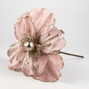 Магнолия с глиттером на вставке, D22см, розовый в интернет-магазине флористических аксессуаров Азалия Декор