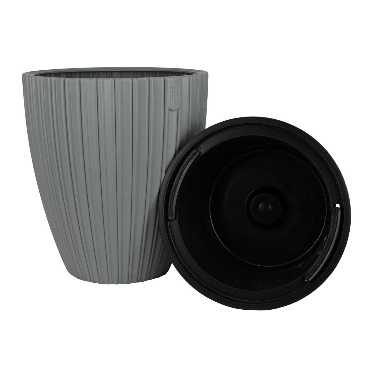 Кашпо со вставкой Мика (пластик), D29xH32см, 5,5л, серый в интернет-магазине флористических аксессуаров Азалия Декор