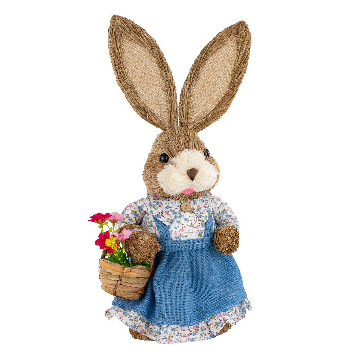 Сувенир Заяц Мальчик/Девочка (пенопласт/трава), H46см, в асс., коричневый в интернет-магазине флористических аксессуаров Азалия Декор
