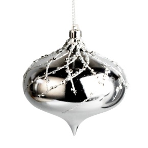 Украшение подвесное Луковица (пластик), D10см, серебряный в интернет-магазине флористических аксессуаров Азалия Декор