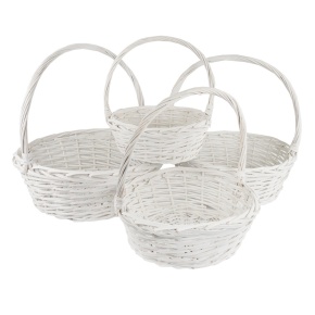 Набор корзин плетеных 4шт. (ива), D50x18xH50см, белый в интернет-магазине флористических аксессуаров Азалия Декор