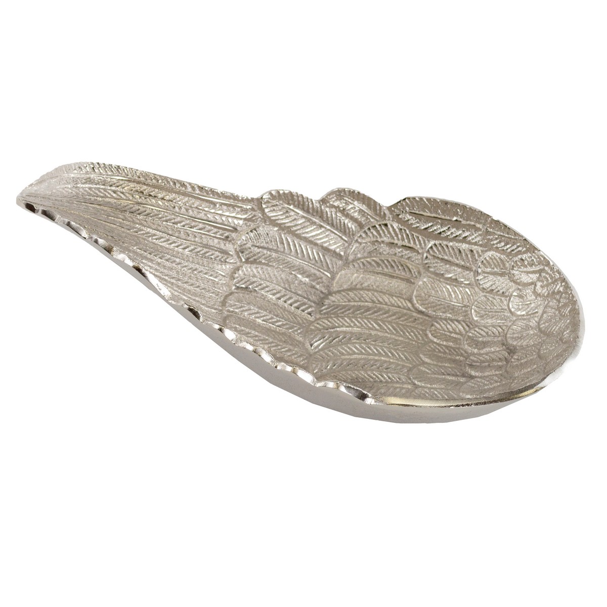 Блюдо Крыло (металл), 44х23хH11,5см, серебряный в интернет-магазине флористических аксессуаров Азалия Декор