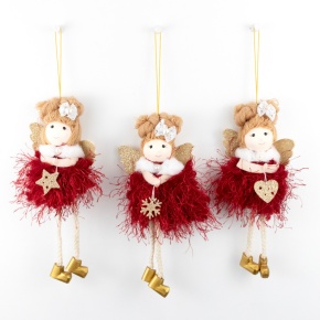 Украшение подвесное Ангел, H15х4х3см, в асс., красный в интернет-магазине флористических аксессуаров Азалия Декор