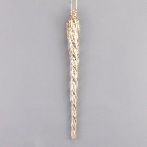 Украшение подвесное Сосулька с глиттером (стекло), 20см, золотой в интернет-магазине флористических аксессуаров Азалия Декор