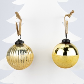 Украшение подвесное Шар (стекло) , D8см, в асс., золотой в интернет-магазине флористических аксессуаров Азалия Декор