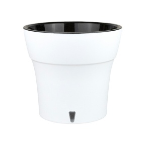 Кашпо со вставкой Дали Софт (пластик), D11xH10,5см, 0,6л, белый в интернет-магазине флористических аксессуаров Азалия Декор