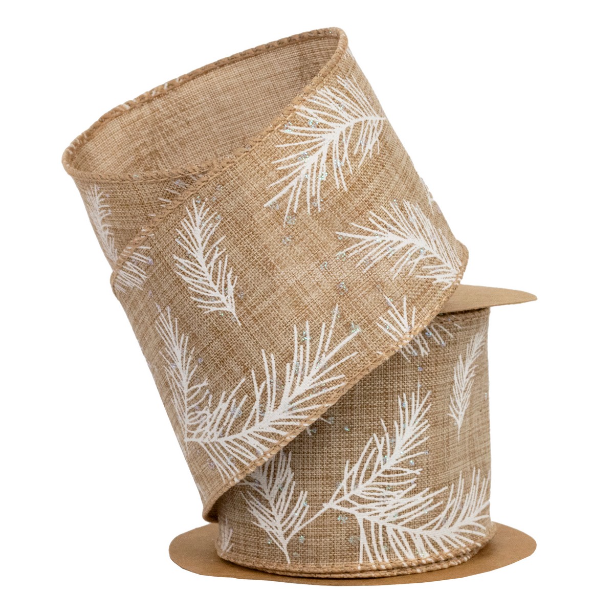 Лента Веточки (полиэстер), 63 мм 5 м, натуральный/белый в интернет-магазине флористических аксессуаров Азалия Декор