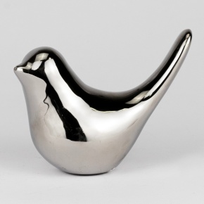 Сувенир Птичка (полистоун), 11х5х8см, серебряный в интернет-магазине флористических аксессуаров Азалия Декор