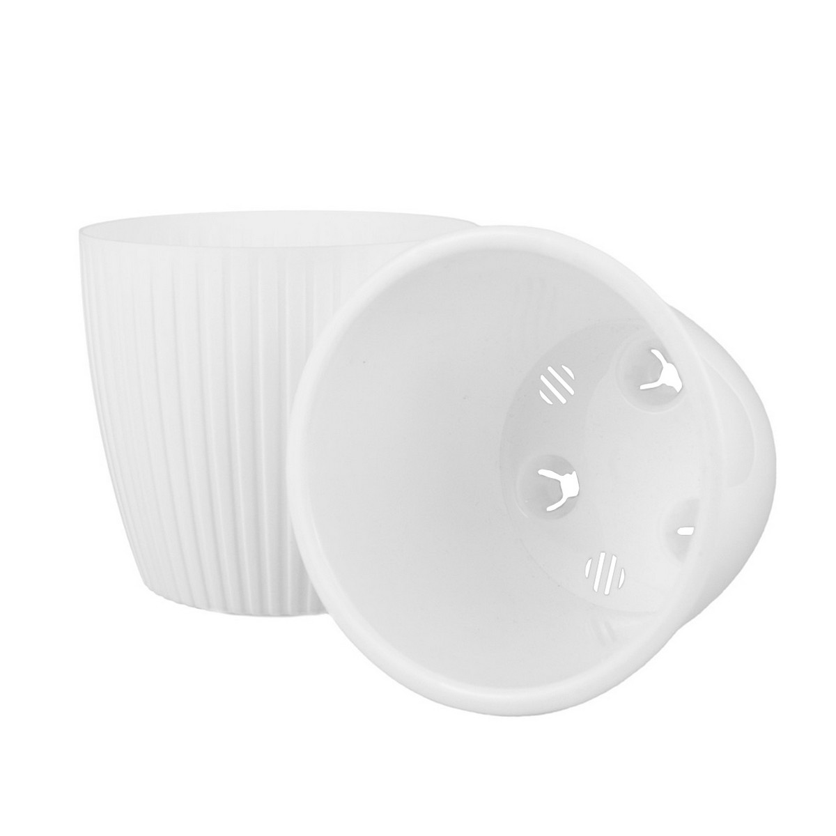 Кашпо со вставкой Эви (пластик), D14xH12,8см, 1,5л, белый в интернет-магазине флористических аксессуаров Азалия Декор