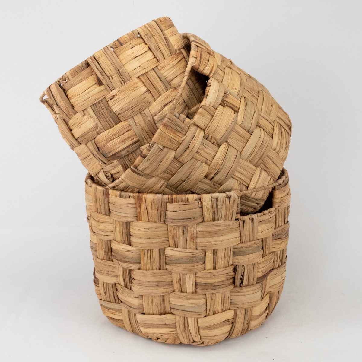 Набор корзин плетеных 3шт. (растительный материал), D38хH28см, натуральный в интернет-магазине флористических аксессуаров Азалия Декор