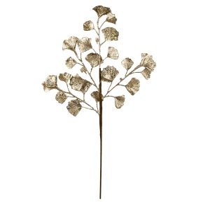 Ветка Гингко с глиттером, 67см, шампань в интернет-магазине флористических аксессуаров Азалия Декор