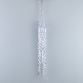 Набор украшений подвесных Сосулька с глиттером 4шт. (пластик), 21,5см, белый в интернет-магазине флористических аксессуаров Азалия Декор