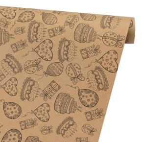 Бумага упаковочная крафт Праздник 60гр, 70 см 10 м, натуральный/черный в интернет-магазине флористических аксессуаров Азалия Декор