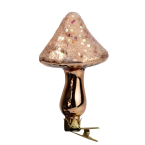 Сувенир Гриб на прищепке (стекло), Н11х6х5,5см, шампань в интернет-магазине флористических аксессуаров Азалия Декор