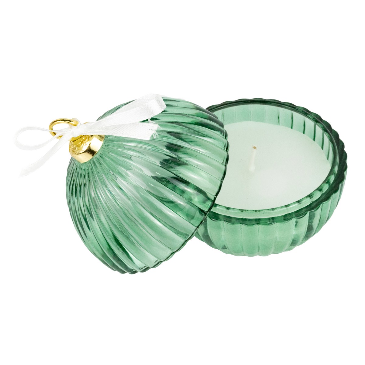 Свеча Шар (стекло), H11xD8см, зеленый в интернет-магазине флористических аксессуаров Азалия Декор