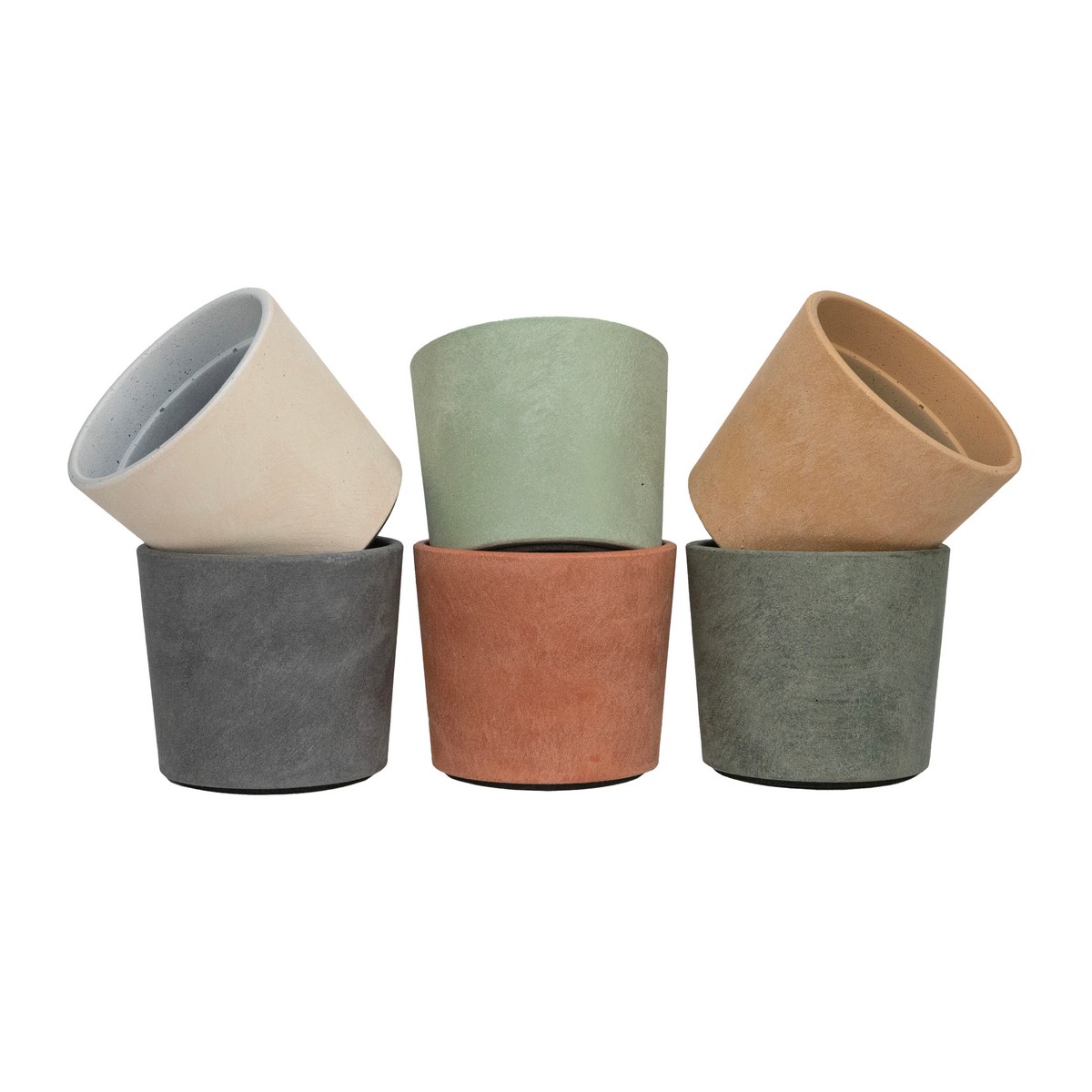 Кашпо Замша Микс тёмный (бетон), D14xH13см, 1.4л, цв. в асс. в интернет-магазине флористических аксессуаров Азалия Декор