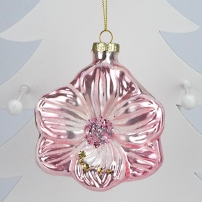 Украшение подвесное Цветок (стекло), Н10,5х9,5х4см, розовый в интернет-магазине флористических аксессуаров Азалия Декор