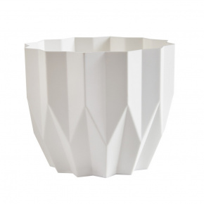 Кашпо Геометрия (пластик), D13xH16см, 0,8л, белый в интернет-магазине флористических аксессуаров Азалия Декор