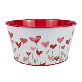 Кашпо Сердечки (металл), D19,5хH10см, белый в интернет-магазине флористических аксессуаров Азалия Декор