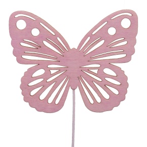 Вставка Бабочка (в уп. 12 шт.), 8хH30см, розовый в интернет-магазине флористических аксессуаров Азалия Декор
