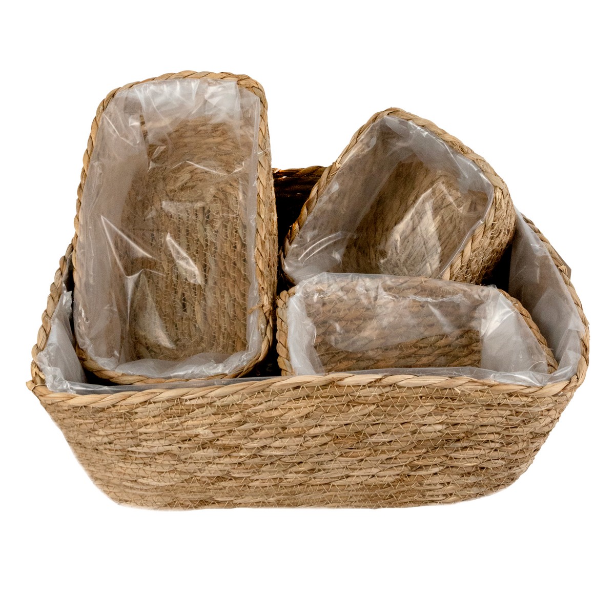 Набор корзин плетеных 4шт. (растительный материал), 37х31хH12см, натуральный в интернет-магазине флористических аксессуаров Азалия Декор