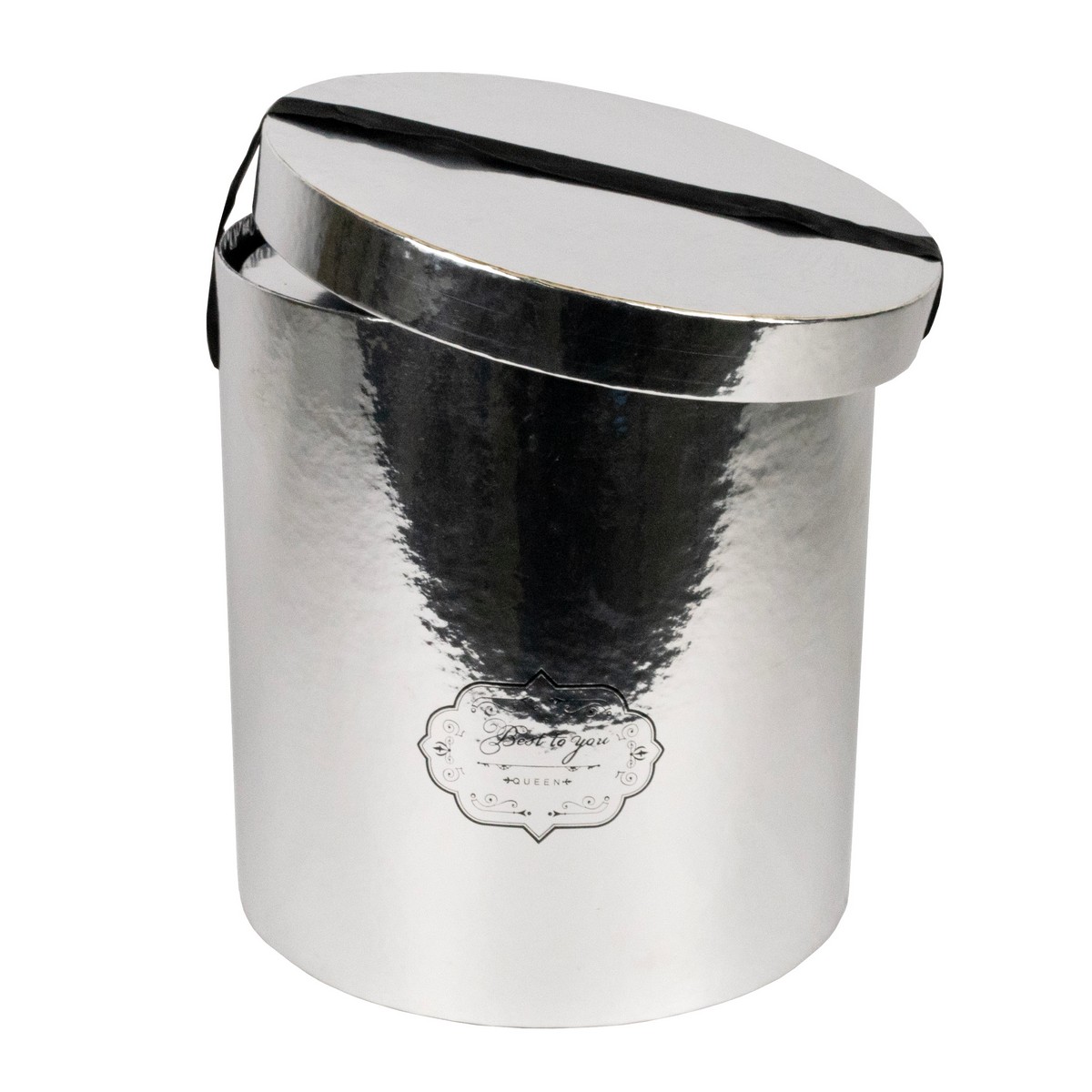 Набор коробок подарочных круглых 3шт., D25,5xH27,8см, серебряный в интернет-магазине флористических аксессуаров Азалия Декор