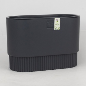 Кашпо со вставкой Бостон (пластик), 29x15xH19,5см, 7л, антрацитовый в интернет-магазине флористических аксессуаров Азалия Декор
