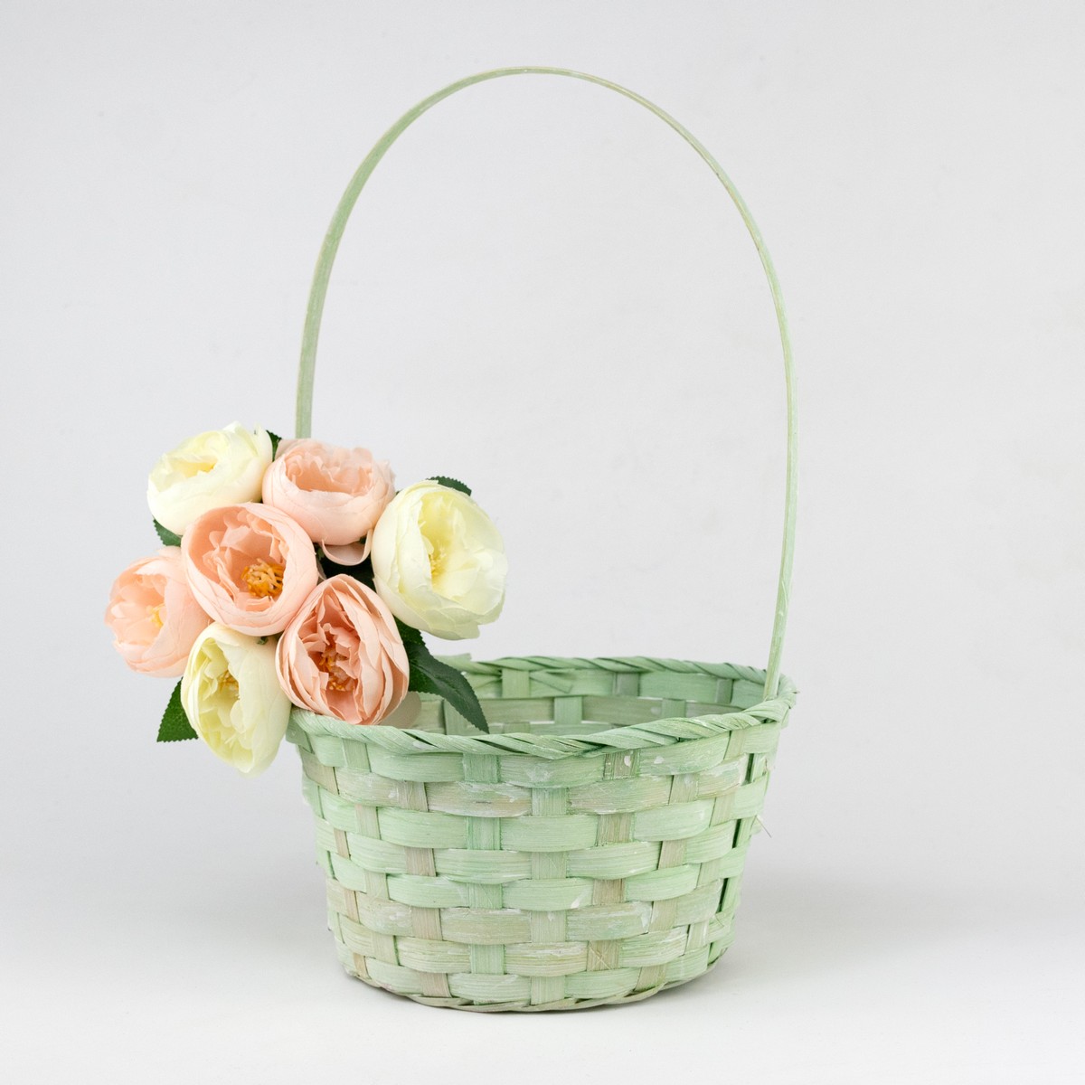 Корзина плетеная (бамбук), D20х10хH33см, зеленый в интернет-магазине флористических аксессуаров Азалия Декор