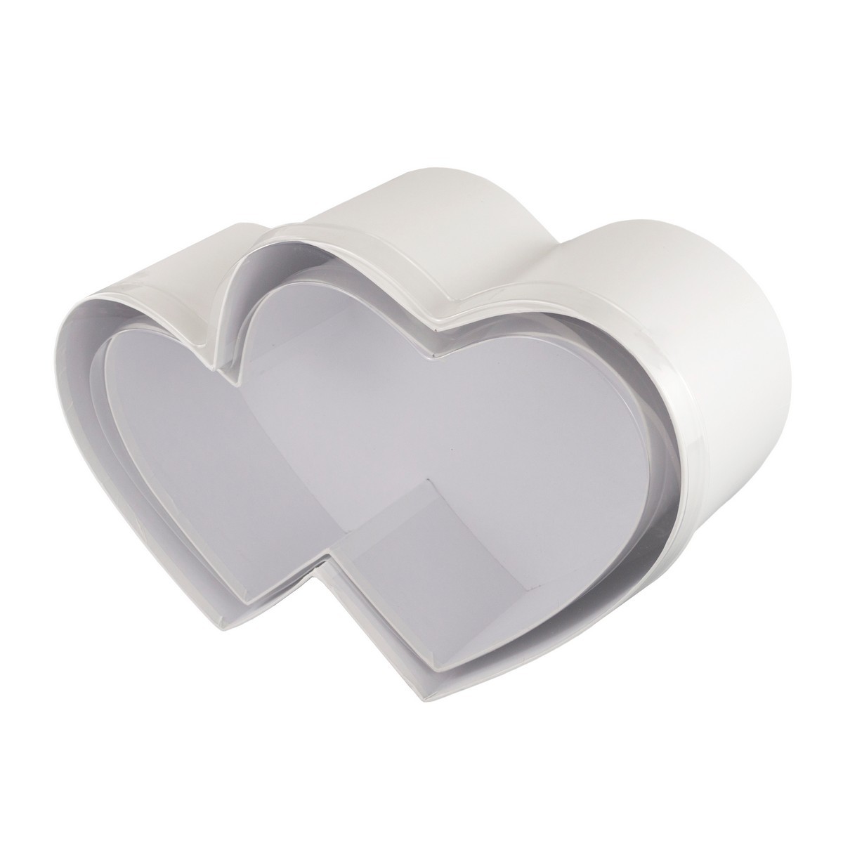 Набор коробок подарочных Сердце двойное 2шт. (картон), 37x23,5xH12,5см ,белый в интернет-магазине флористических аксессуаров Азалия Декор