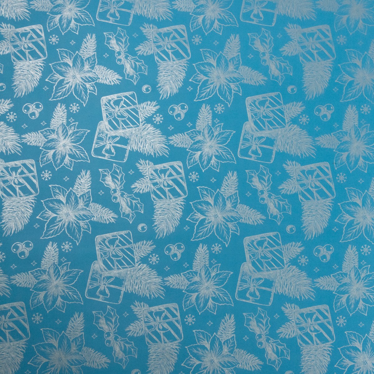 Бумага упаковочная крафт Цветы 60гр, 68 см 10 м, голубой в интернет-магазине флористических аксессуаров Азалия Декор