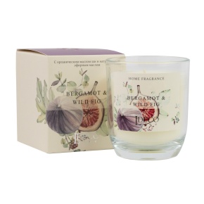 Свеча в стакане с ароматом Бергамота и инжира (30 часов, стекло), D7,5xH8,5см, прозрачный в интернет-магазине флористических аксессуаров Азалия Декор