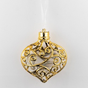 Украшение подвесное Луковица (пластик), 9,5х10,5см, золотой в интернет-магазине флористических аксессуаров Азалия Декор