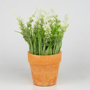 Лаванда в кашпо (бетон), D12xH18см, белый в интернет-магазине флористических аксессуаров Азалия Декор