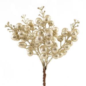 Набор веток с ягодами на вставках 6шт., H19см, шампань в интернет-магазине флористических аксессуаров Азалия Декор