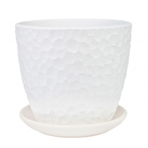 Цв. горшок с поддоном Манго (бетон), D30xH28см, 13л, белый в интернет-магазине флористических аксессуаров Азалия Декор