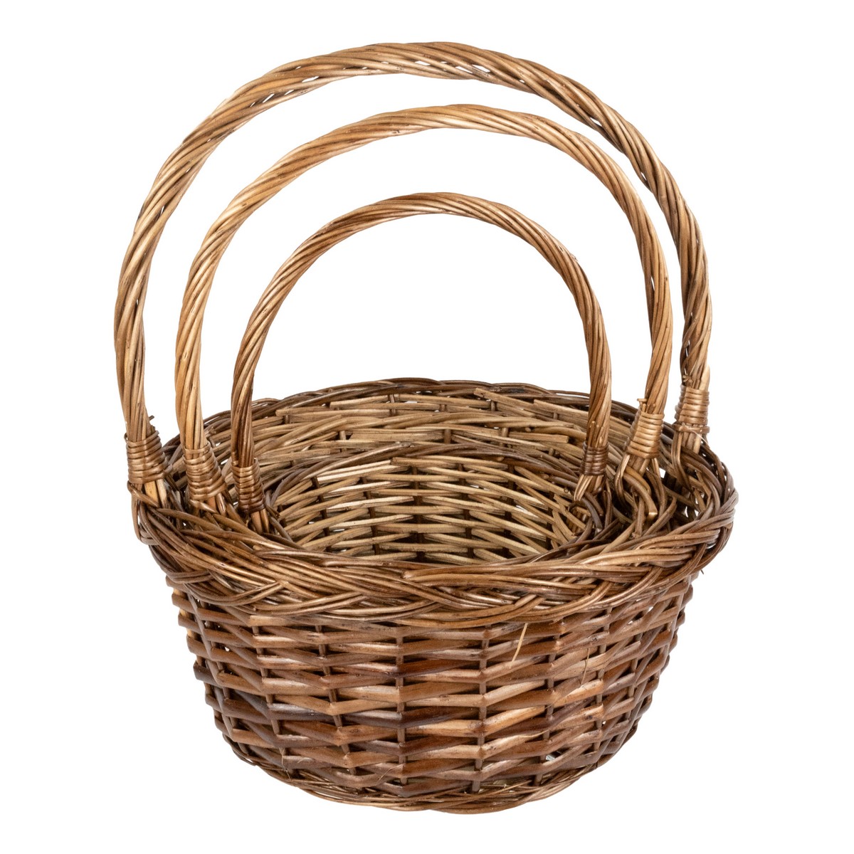 Набор корзин плетеных 3шт. (ива), D32xH36см, коричневый в интернет-магазине флористических аксессуаров Азалия Декор