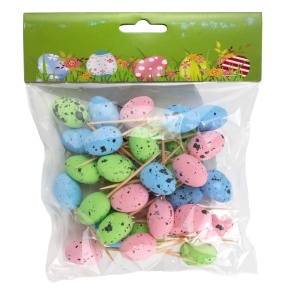 Набор яиц на вставке 36шт., 1,8х2,5см, цв. в асс. в интернет-магазине флористических аксессуаров Азалия Декор