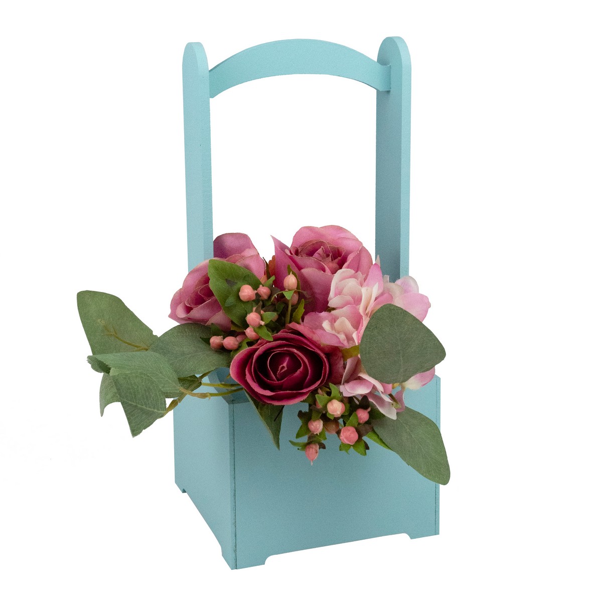 Корзина (дерево), 14х14х30см, серо-голубой в интернет-магазине флористических аксессуаров Азалия Декор