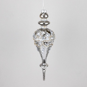 Украшение подвесное со стразами (стекло), Н25х8см, в асс., серебряный в интернет-магазине флористических аксессуаров Азалия Декор