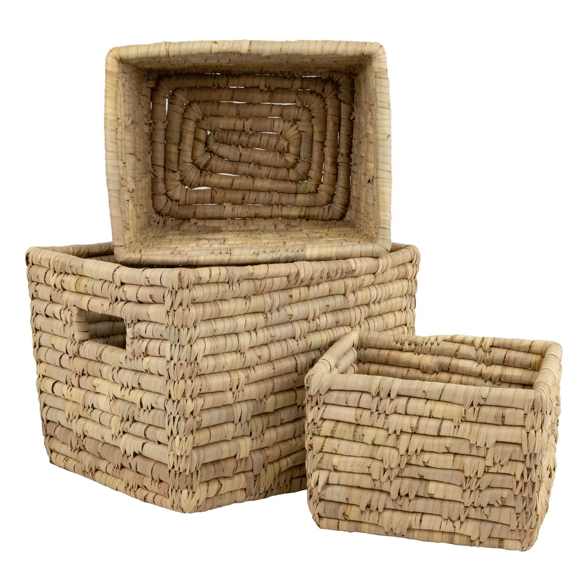 Набор ящиков плетеных 3шт. (растительный материал), 32х26xH22см, натуральный в интернет-магазине флористических аксессуаров Азалия Декор