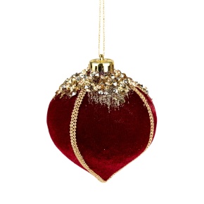 Украшение подвесное Луковица, Н11х10х10см, красный в интернет-магазине флористических аксессуаров Азалия Декор