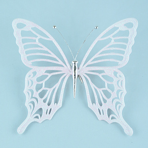 Украшение подвесное Бабочка с глиттером (пластик), 15х15см, розовый в интернет-магазине флористических аксессуаров Азалия Декор