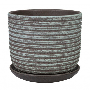 Цв. горшок с поддоном Лоза (керамика), D15xH13см, 1,6л, серый в интернет-магазине флористических аксессуаров Азалия Декор